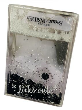 Sephora Beauty Insider Clear Liquid Glitter Mini Photo Frame with Black Beads